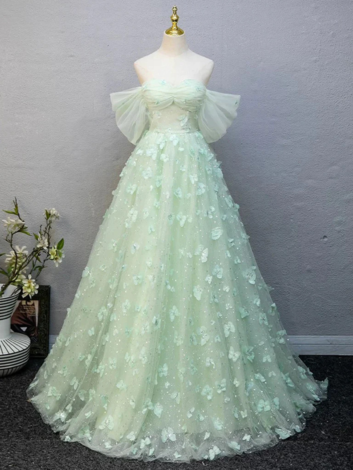Green Sweetheart Off Shoulder Lace Long Formal Dress, Green Lace Prom Formaldressy Green Sweetheart Off Shoulder Lace Long Formal Dress, Green Lace Prom Formaldressy