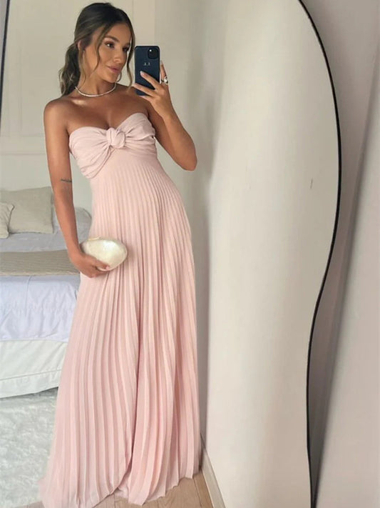 Pink Chiffon Sweetheart Simple A-line Party Dress Evening Dress, Chiffon Prom Dress