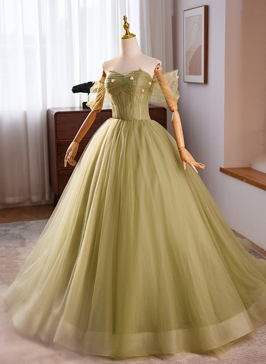Lovely Green Sweetheart Ball Gown Evening Dress, Green Prom Dress Sweet 16 Dress