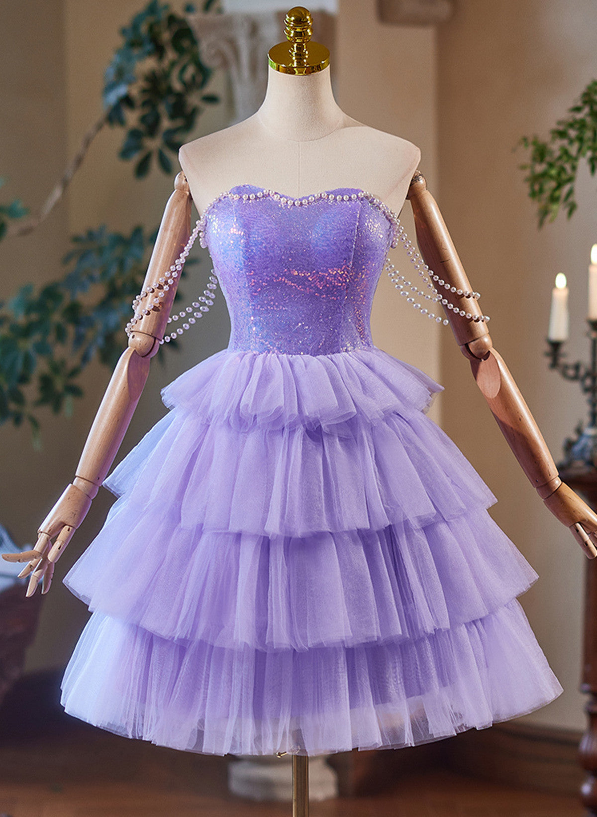 Lavender Cute Sweetheart Homecoming Dress, Lavender Short Prom Dress – Formaldressy