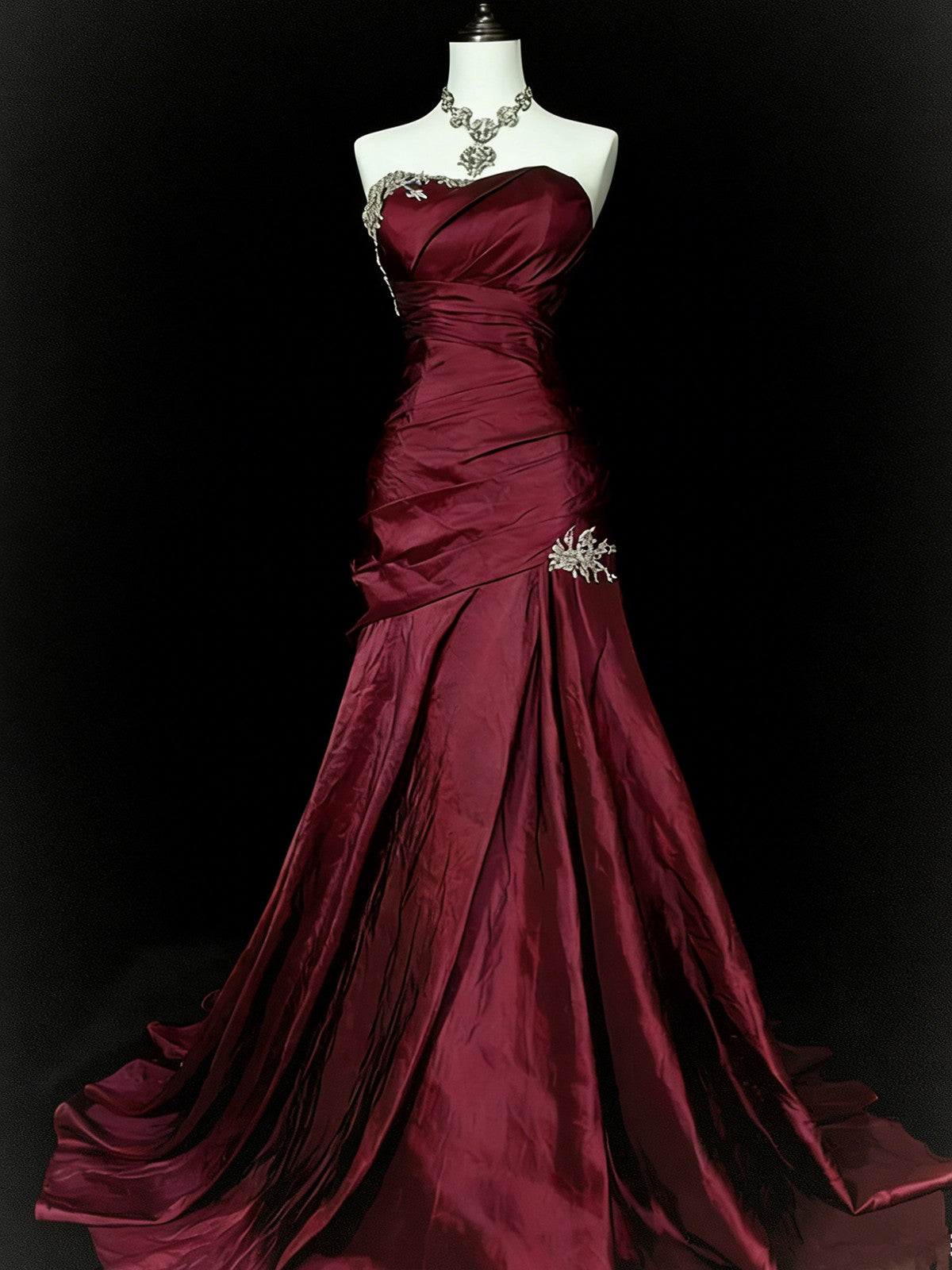 red taffeta prom dress Jovani Puff-Sleeve Long Prom Ball Gown 24099 Fuchsia / 0