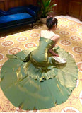 Green Satin Straps Long Layers Evening Dress, Green Satin Long Party Dress Prom Dress