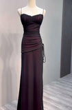 Black and Red Straps Long Evening Dreess, Black and Red Formal Dress Prom Dress