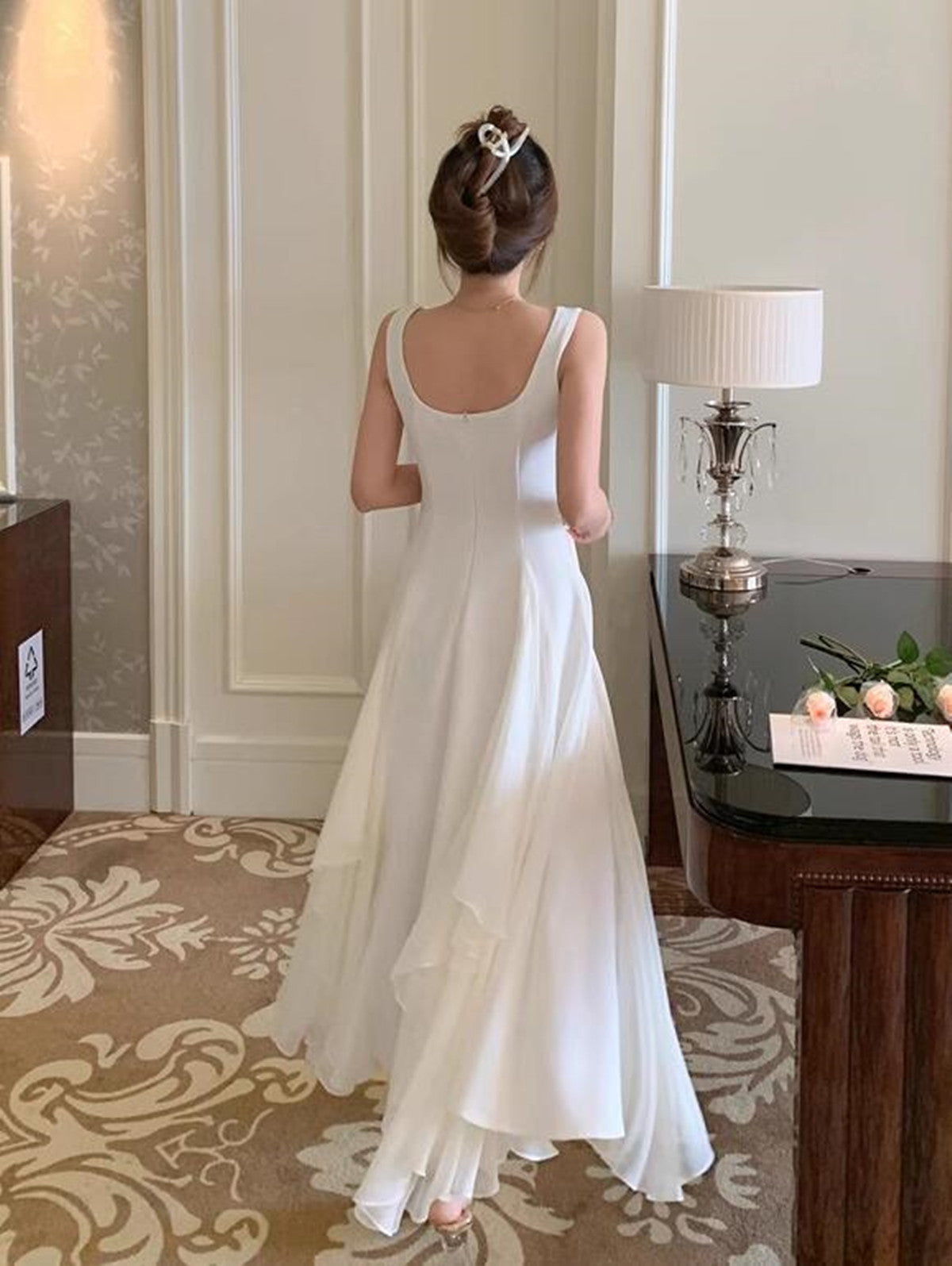ivory chiffon prom dress Modest Sheath Strapless Chiffon Sleeveless Ivory Long Prom Dress Evening Dresses fg6798