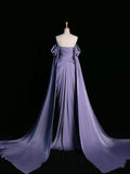 Purple Off Shoulder Long Prom Dress, Purple A-line Evening Dress Party Dress