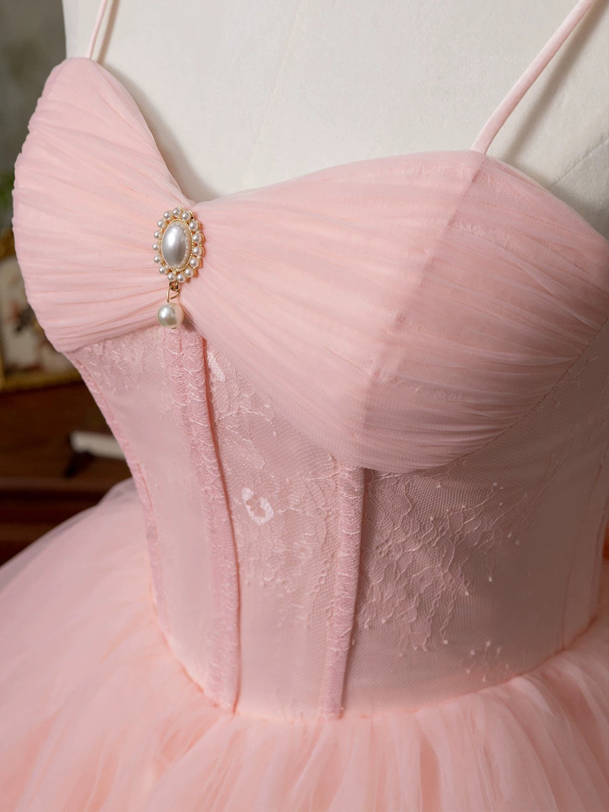 knee length pink tulle dress Lovely Handmade Pink Tulle Knee Length Short Prom Dresses, Cute Homecoming Dresses, Sweet 16 Dresses
