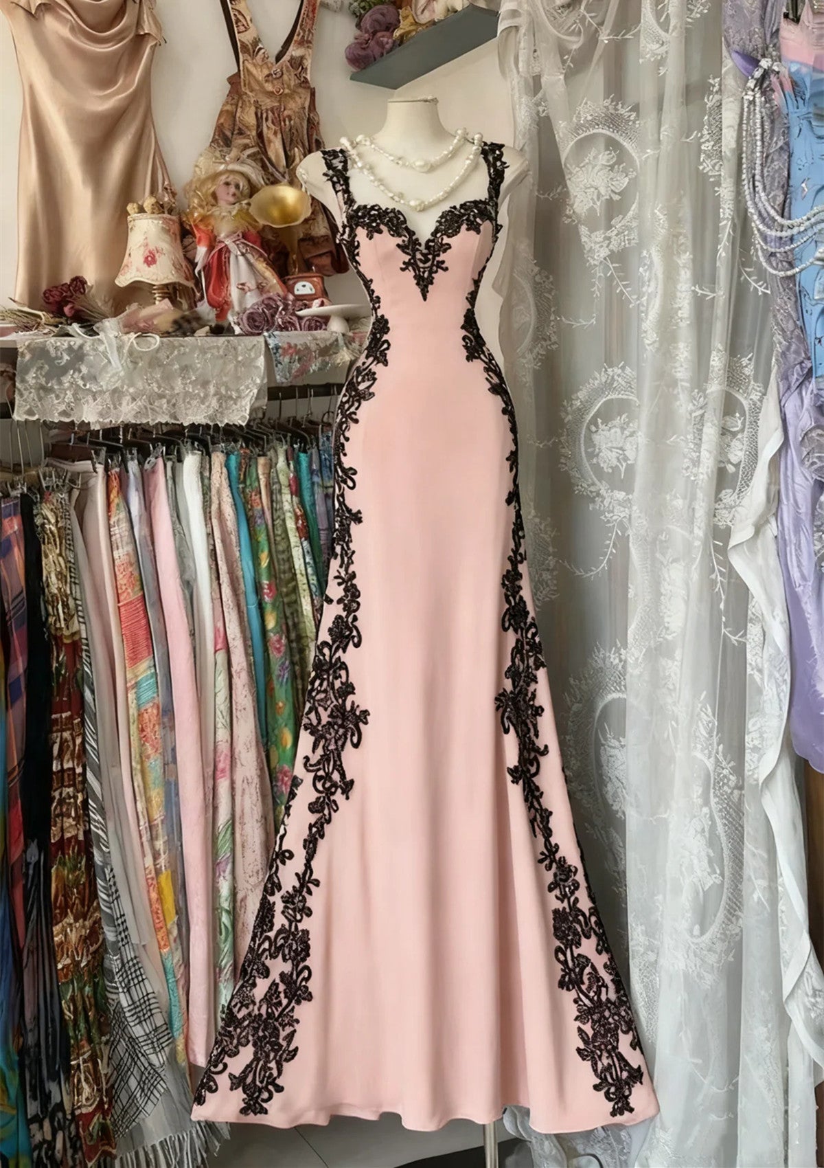 Charming Spandex With Lace Applique Sweetheart Party Dress, Mermaid Long Prom Dress
