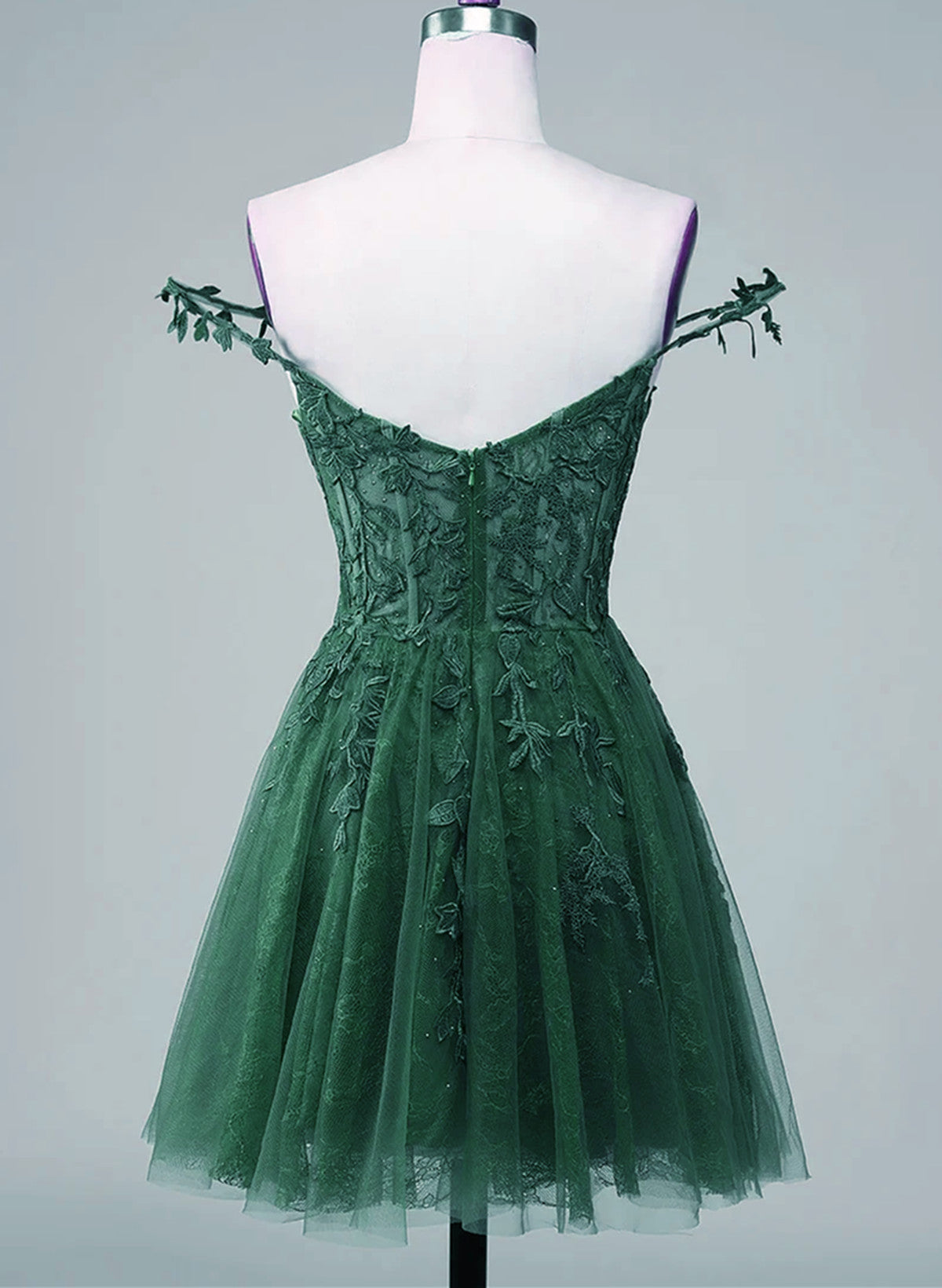 Green Tulle Sweetheart with Lace Applique Party Dress, Green Tulle Homecoming Dress