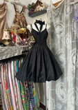 Black Short Taffeta Knee Length Homecoming Dress, Black Taffeta Short Prom Dress
