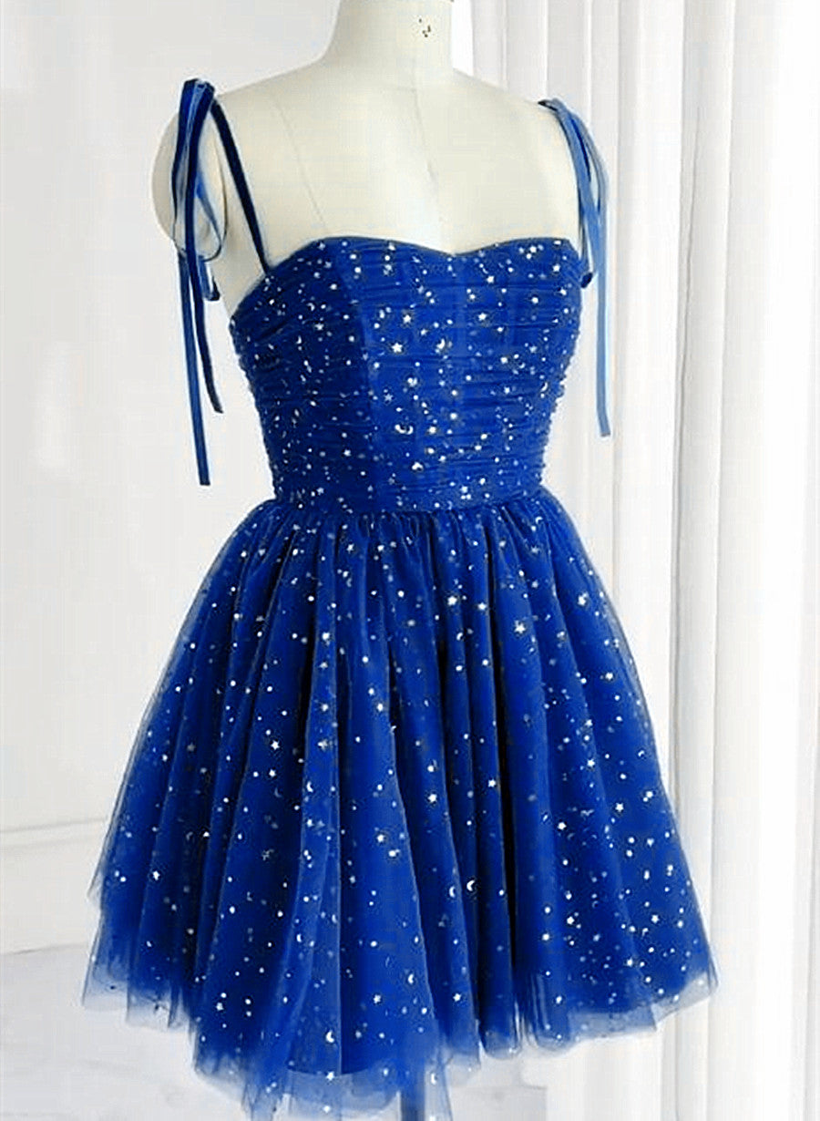 Cute Royal Blue Tulle Short Party Dress, Royal Blue Homecoming Dress Prom Dress