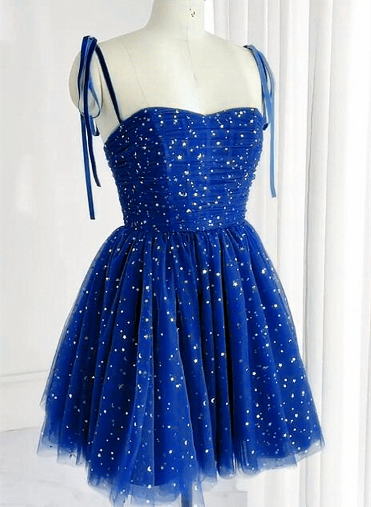 Cute Royal Blue Tulle Short Party Dress, Royal Blue Dress P Formaldressy