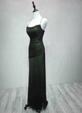 Unique Black and Green Straps Long Evening Dress, Black and Green Prom Dress Party Dress