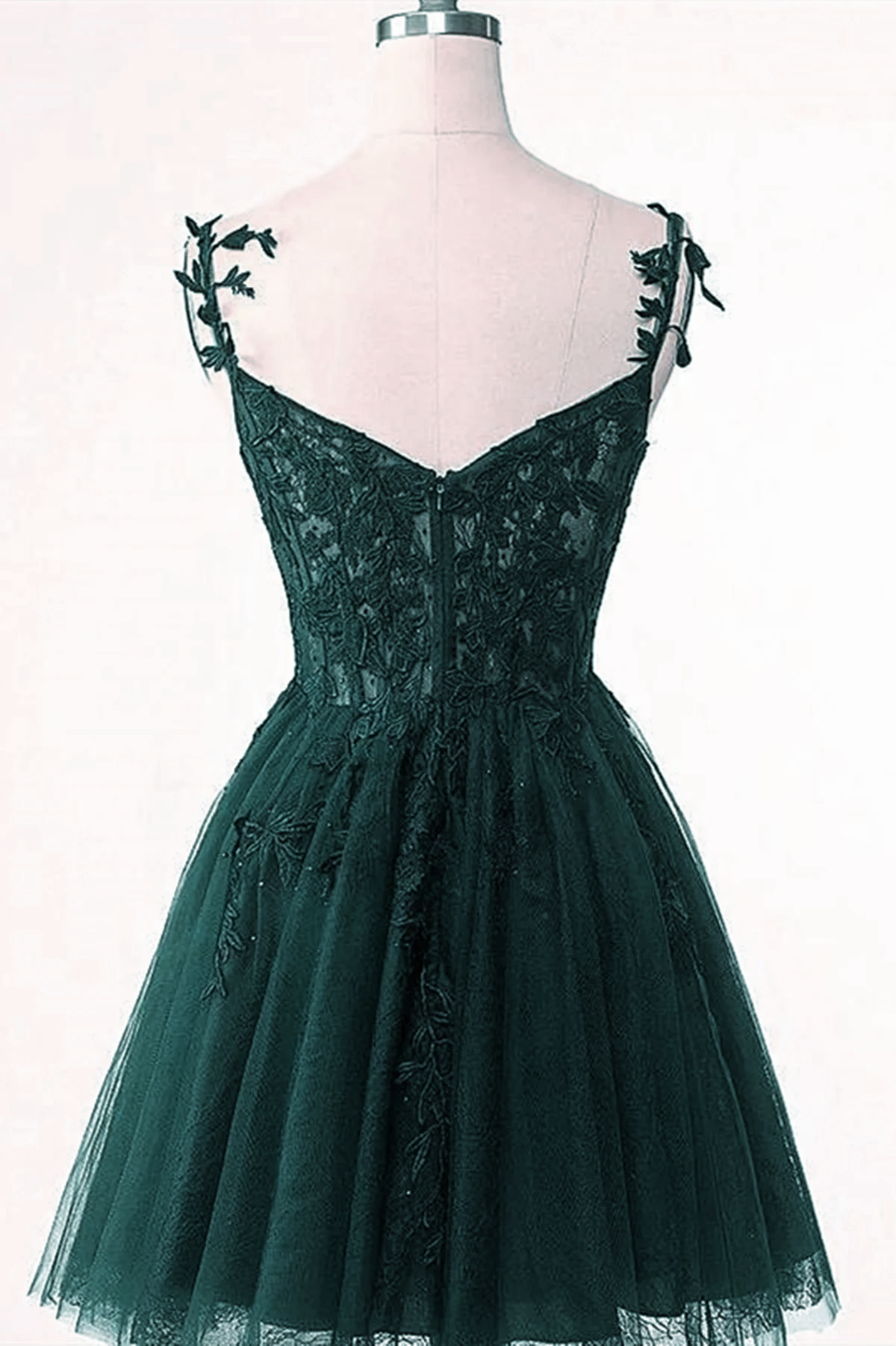 Green Tulle Short Party Dress Homecoming Dress, Green Tulle with Lace Prom Dress