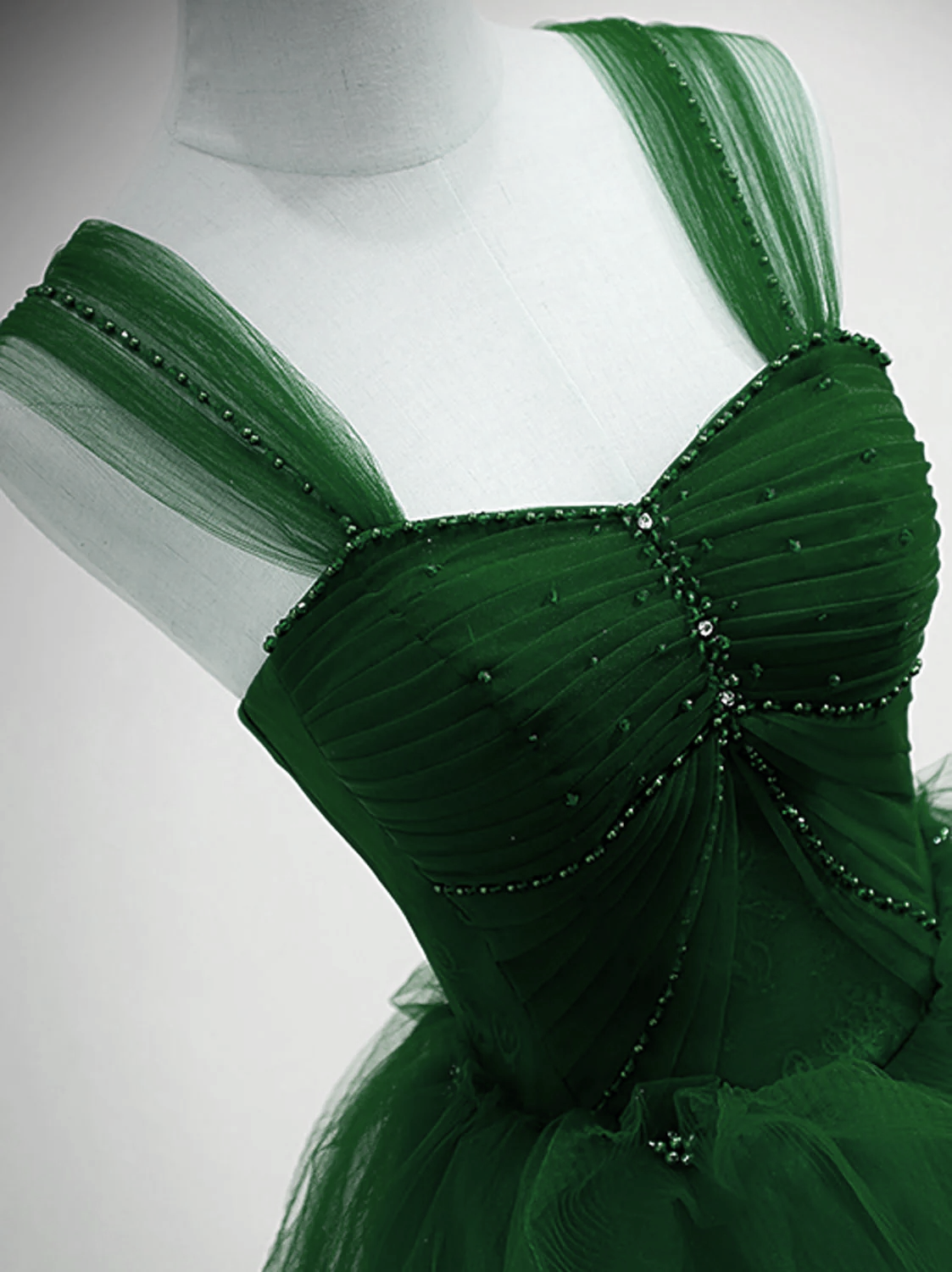 Green Sweetheart Lovely Off Shoulder Party Dress, Green Tulle Long Sweet 16 Dress