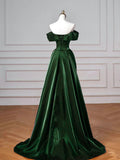 Green Mermaid Satin Off Shoulder Sweetheart Party Dress, Green Satin Evening Dress Prom Dress