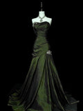 Green Taffeta Sweetheart Mermaid Long Evening Dress, Green Taffeta Formal Dress Prom Dress