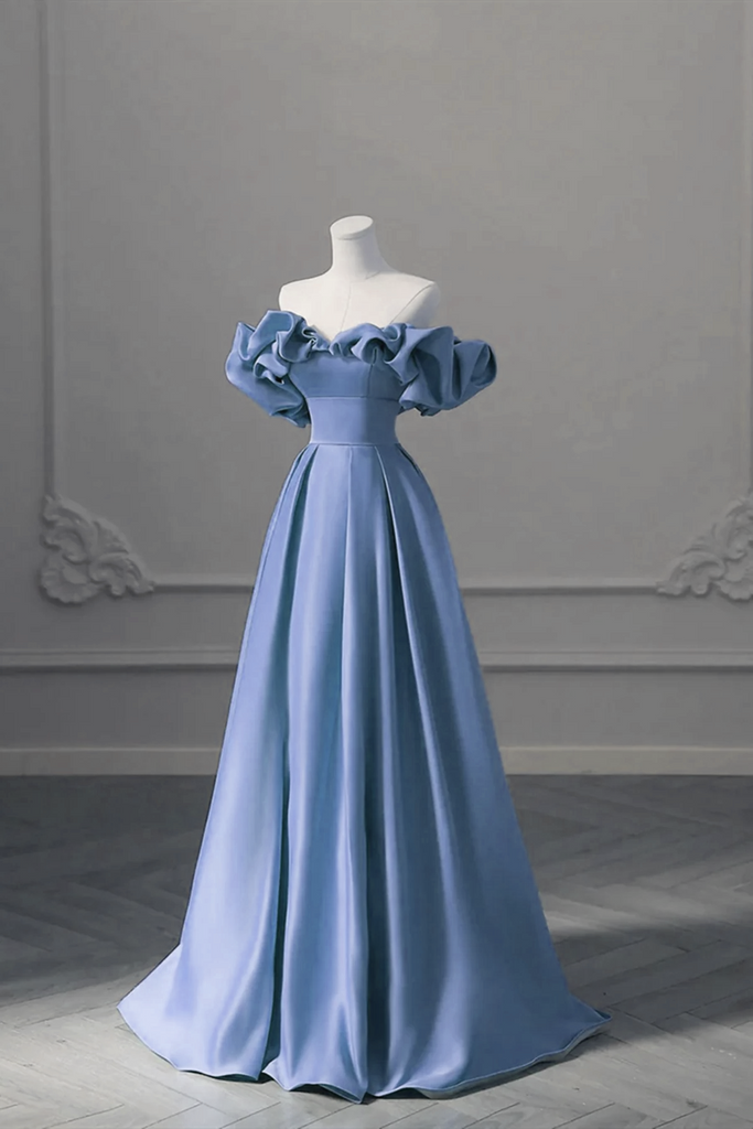 Flowers Off the Shoulder Long Dress A-Line Floor-Length Evening Dress