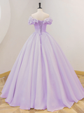 Lovely Off Shoulder Sweetheart Lavender Long Party Dress, Ball Gown Sweet 16 Dress