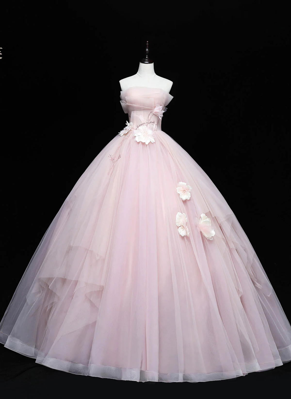 Pink Ball Gown Tulle Sweetheart Long Formal Dress, Pink  Sweet 16 Dress