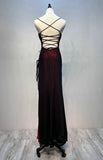 Black and Red Straps Long Evening Dreess, Black and Red Formal Dress Prom Dress