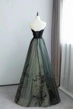 Lovely Green and Black Sweetheart Long Evening Dress, A-line Prom Dress Party Dress