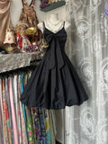 Black Short Taffeta Knee Length Homecoming Dress, Black Taffeta Short Prom Dress
