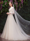 Ivory Tulle Long Wedding Party Dress, Ivory Tulle Formal Dress Prom Dress