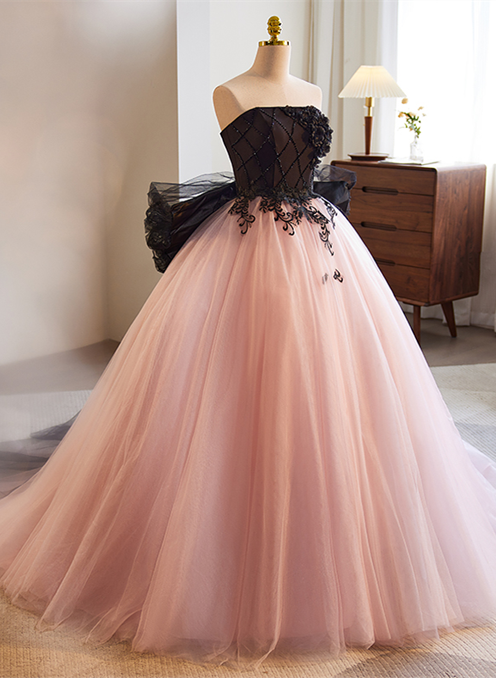 sweet 16 dresses in pink A-Line Tulle Lace Applique Pink Long Prom Dress, Pink Lace Sweet 16 Dr