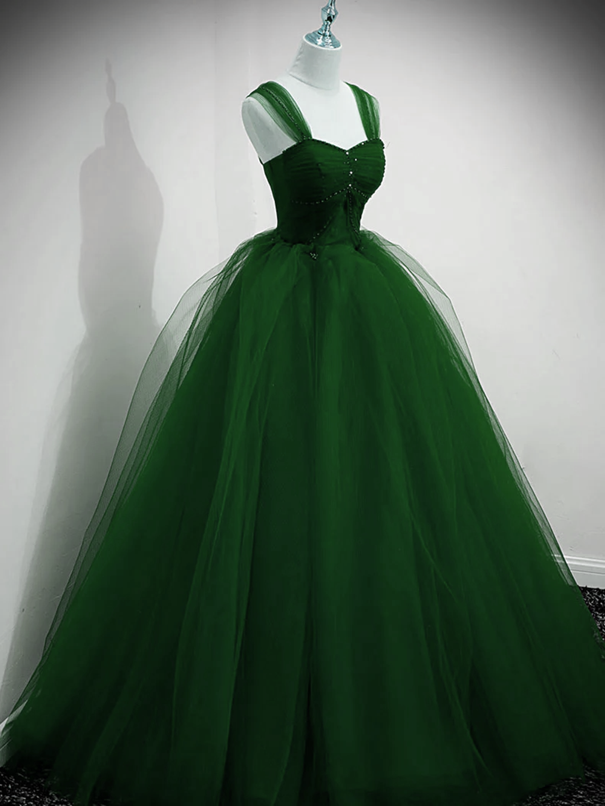 Green Sweetheart Lovely Off Shoulder Party Dress, Green Tulle Long Sweet 16 Dress