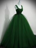 Green Sweetheart Lovely Off Shoulder Party Dress, Green Tulle Long Sweet 16 Dress