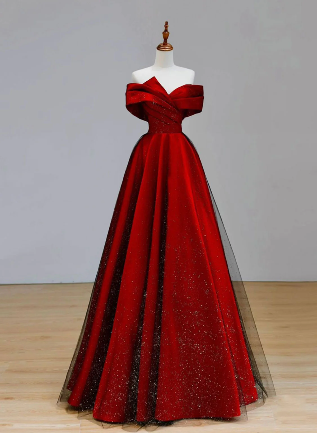 Red and Black Sweetheart Long Party Dress, Red and Black Long Evening Dress Prom Dress