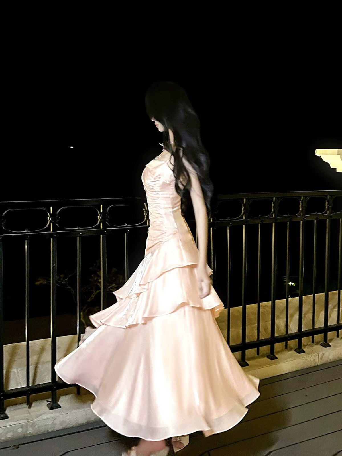 Pink Satin Mermaid Straps Chic Long Formal Dress, Pink Mermaid Prom Dress