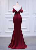 Wine Red Mermaid Off Shoulder Long Party Dress, Off Shoulder Mermaid Prom Dress