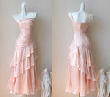 Pink Satin Mermaid Straps Chic Long Formal Dress, Pink Mermaid Prom Dress