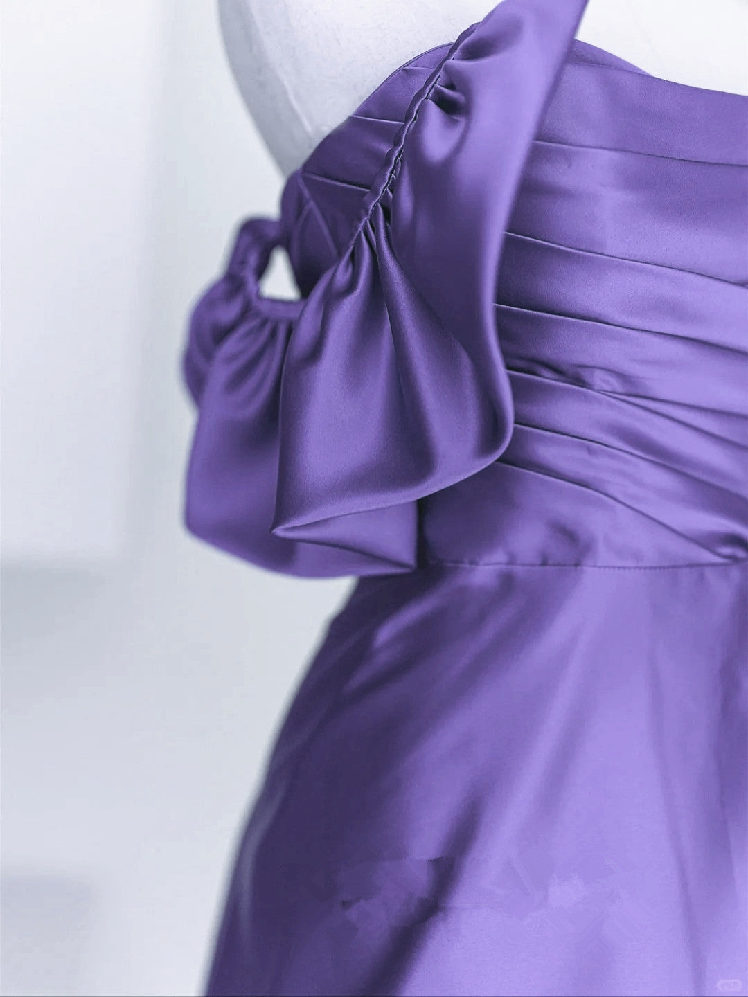 Beautiful Purple Satin Off Shoulder Formal Dress, Purple Satin Evening Dress Prom Dress