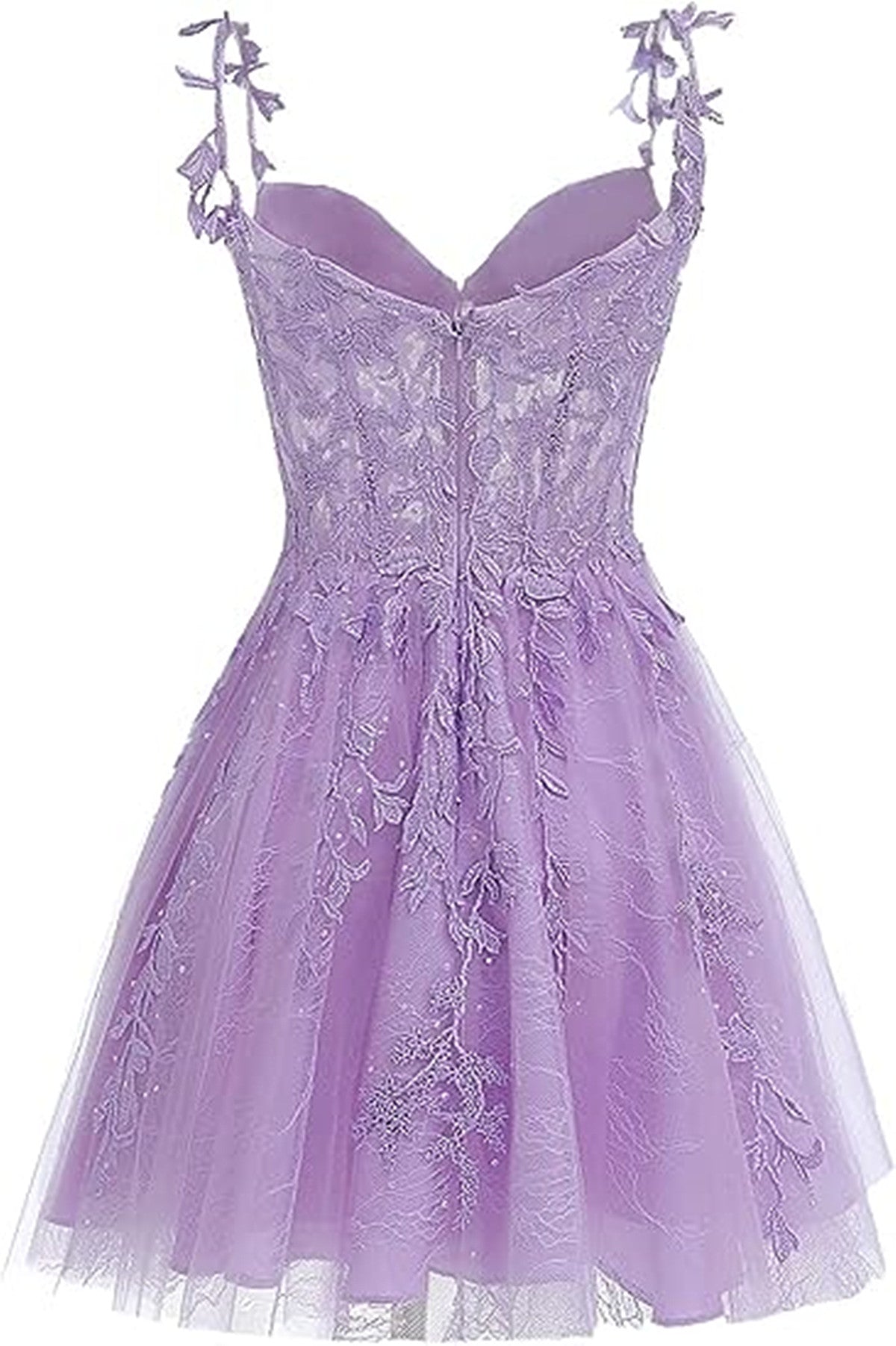 Lovely Short Tulle Sweetheart Straps Homecoming Dress, Lace Applique Short Prom Dress