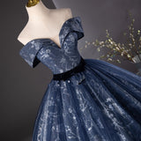 Navy Blue Sweetheart Long Formal Dress, Navy Blue Sweet 16 Dress