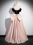 Off Shoulder A-line Pink Formal Dress Evening Dress, Pink Long Prom Dress