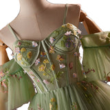 Light Green Sweetheart Tulle Floral Homecoming Dress, Green Short Prom Dress