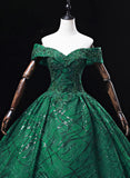 Ball Gown Sweetheart Tulle Floor Length Party Dress, Green Long Prom Dress Formal Gown