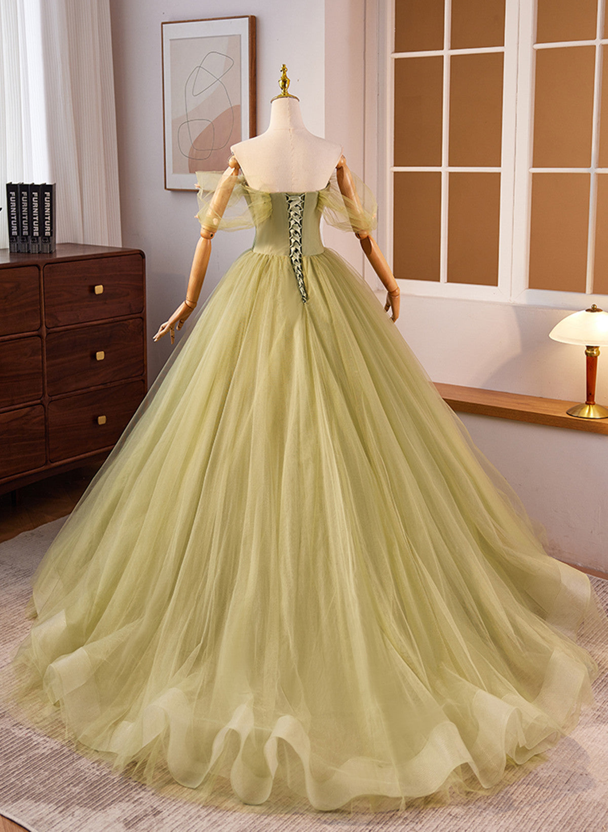 Lovely Green Sweetheart  Ball Gown Evening Dress, Green Prom Dress Sweet 16 Dress