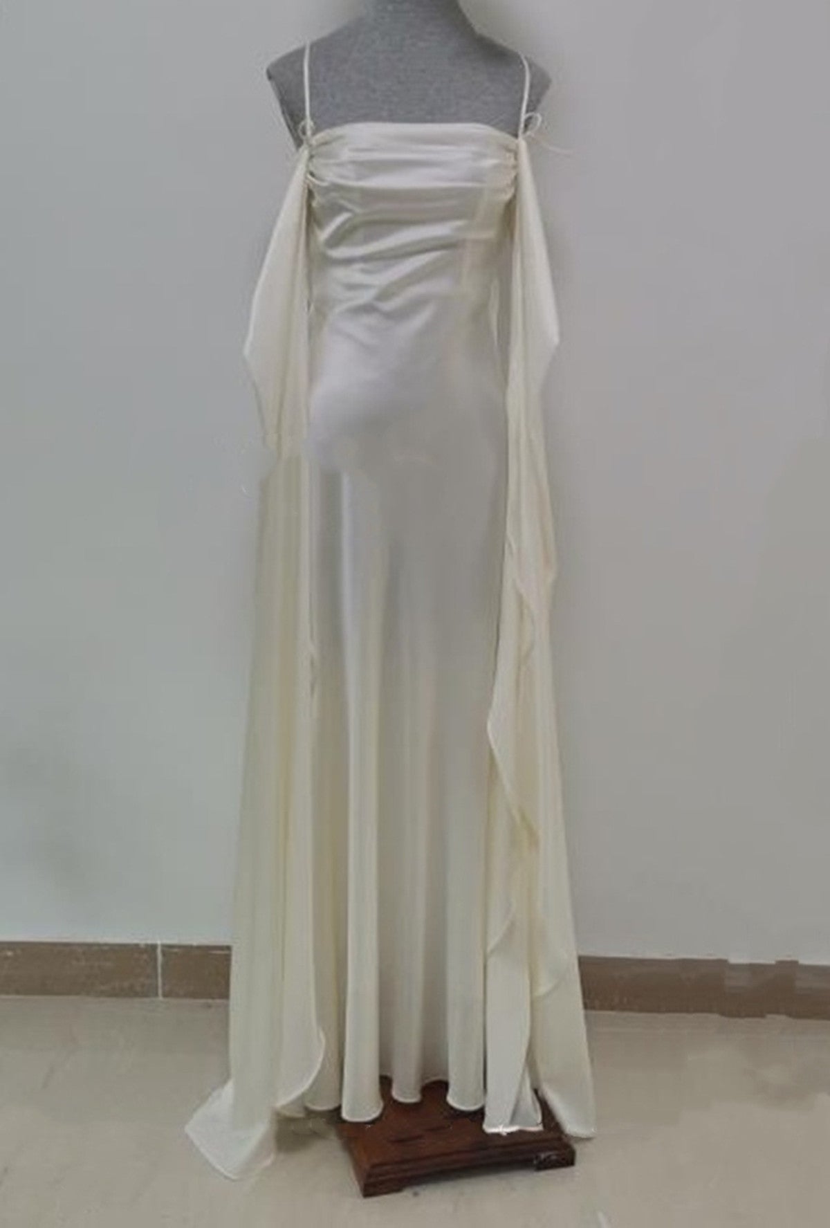 Ivory Satin Long Simple Evening Dress, Ivory Long Prom Dress Party Dress