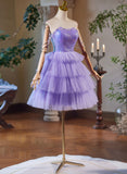 Lavender Cute Sweetheart Homecoming Dress, Lavender Short Prom Dress