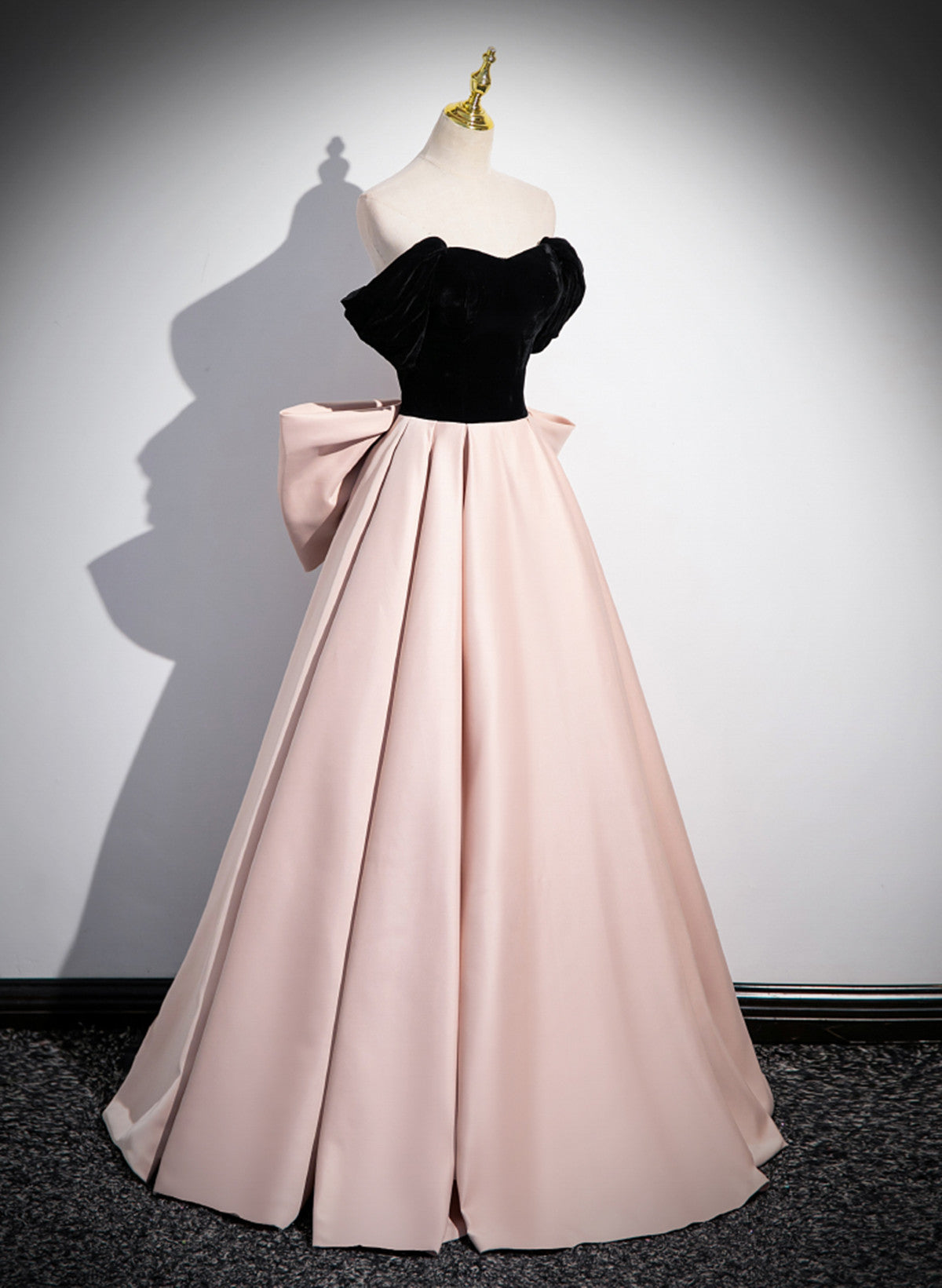 Off Shoulder A-line Pink Formal Dress Evening Dress, Pink Long Prom Dress