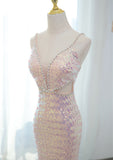 Lovely Sequins Mermaid Straps Long Party Dress, Sequins Mermaid Formal Dress