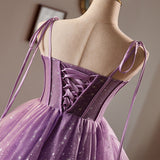 Light Purple Knee Length Straps Party Dress, Light Purple Homecoming Dress