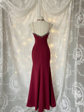 Wine Red Vintage Style Lace Long Prom Dress, Elegant Evening Gown with Beadings