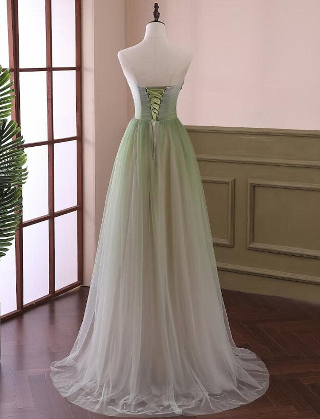 Beautiful Light Green Tulle A-line Formal Dress, Green Party Dress Prom Dress