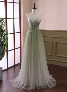 Beautiful Light Green Tulle A-line Formal Dress, Green Party Dress Prom Dress