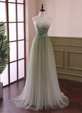 Beautiful Light Green Tulle A-line Formal Dress, Green Party Dress Prom Dress